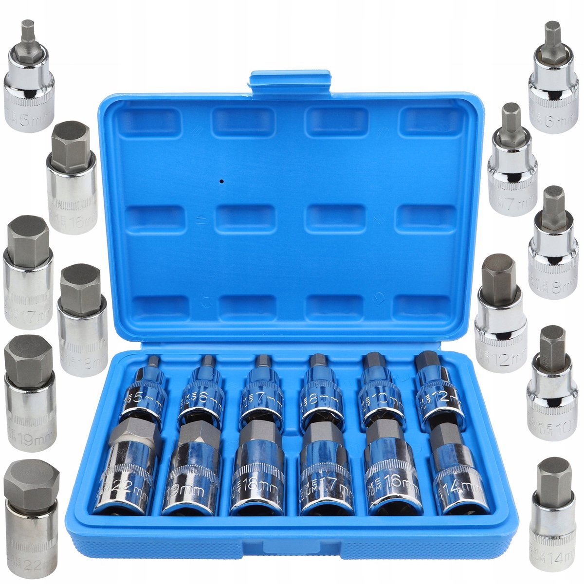 Doppen Set Inbus/Hex H5-H22 1/2' 12 Stuks Cr-V