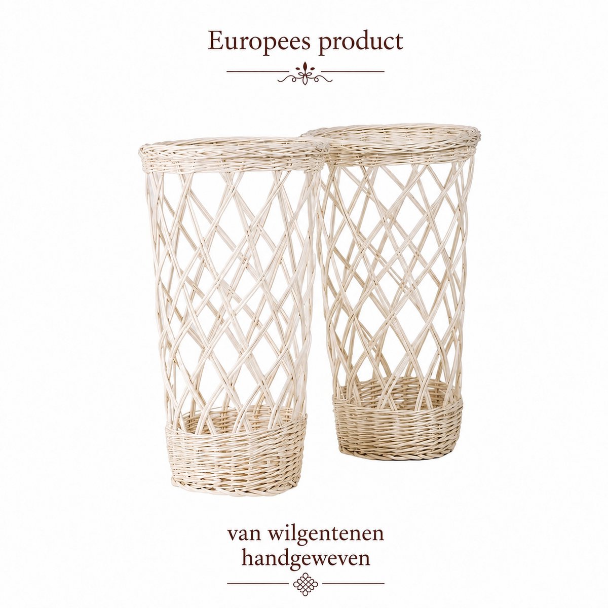 TheWickerStories – Set van 2 Rieten Stokbroodmanden – Handgevlochten – Voor Broodpresentatie – Natuurlijk Wilgentenen