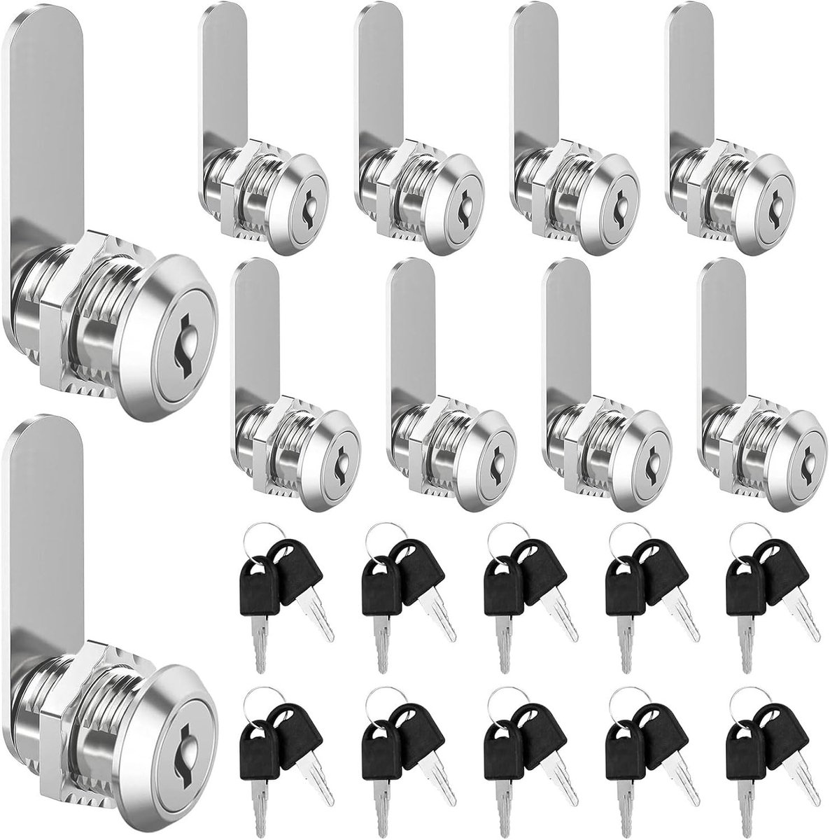 10 Stuks 20mm Brievenbus Slot met Sleutels, Geschikt voor Deurdiktes tot 16mm, Veilig en Betrouwbaar Slot voor Kasten en Brievenbussen