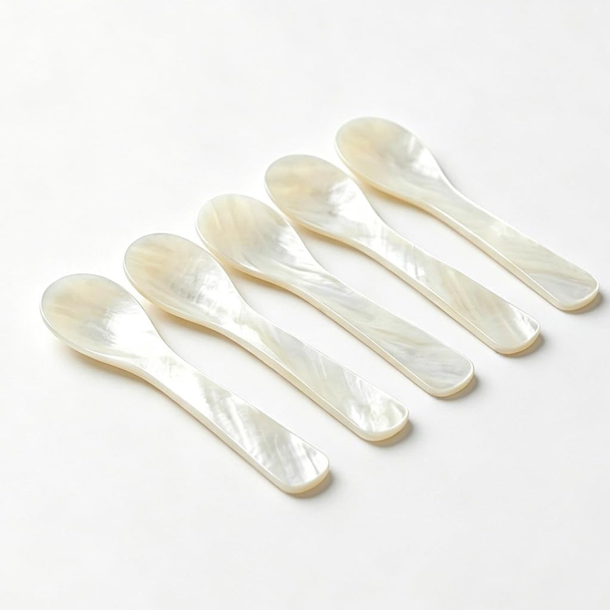 Cosmetische Lepels Set van 2 in Parelmoer Wit voor Make-up en Schoonheidsbehandelingen