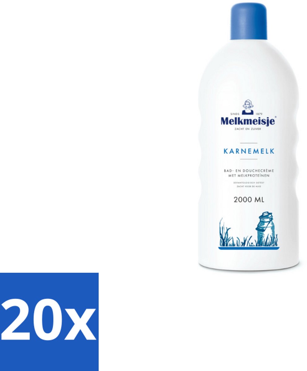 20 x Melkmeisje Bad en Douche Crème Karnemelk 2000 ml - Bad En Douche Crème - Badschuim - Doucheschuim - Karnemelk Badschuim - Voedend Badschuim