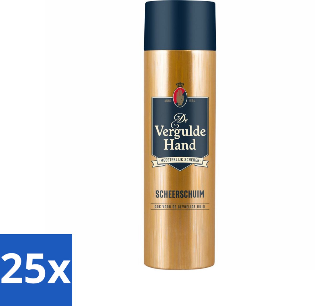25 x Vergulde Hand Scheerschuim 250 ml - Scheerschuim - Authentieke Scheerbeleving - Glad Scheerresultaat - Huidbescherming - Gevoelige Huid