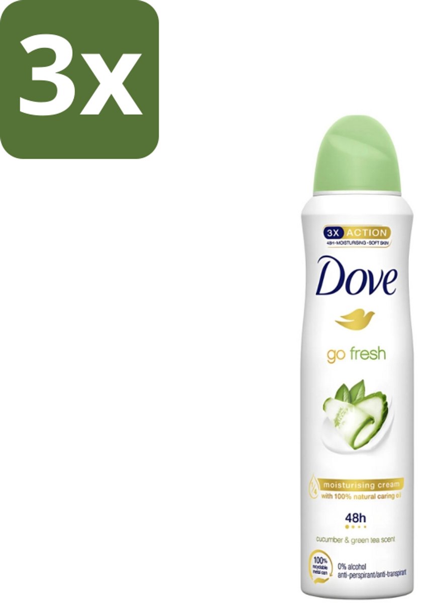 3 x Dove - Deodorant - Go Fresh Cucumber & Green Tea - Frisse en kalmerende geur - 250 ml - Dove Go Fresh - Cucumber & Green Tea - Deodorant Spray - Fris - Kalmerend