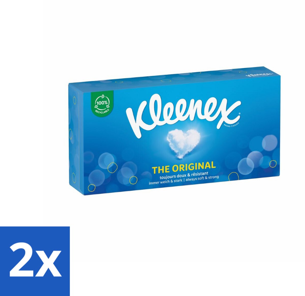 2 x Kleenex Original Tissues 72 stuks per verpakking - Kleenex The Original - Tissues - Neus Snuiten - Zachte Tissues - Sterk En Zacht