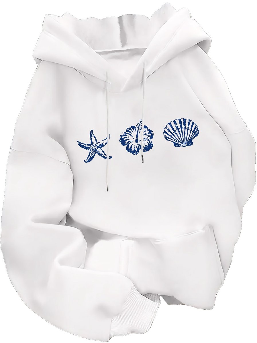 Currero Hoodie Dames Warme Hoodie Met Capuchon Comfortabele Sweater Casual Trui Pullover Damestrui Wit