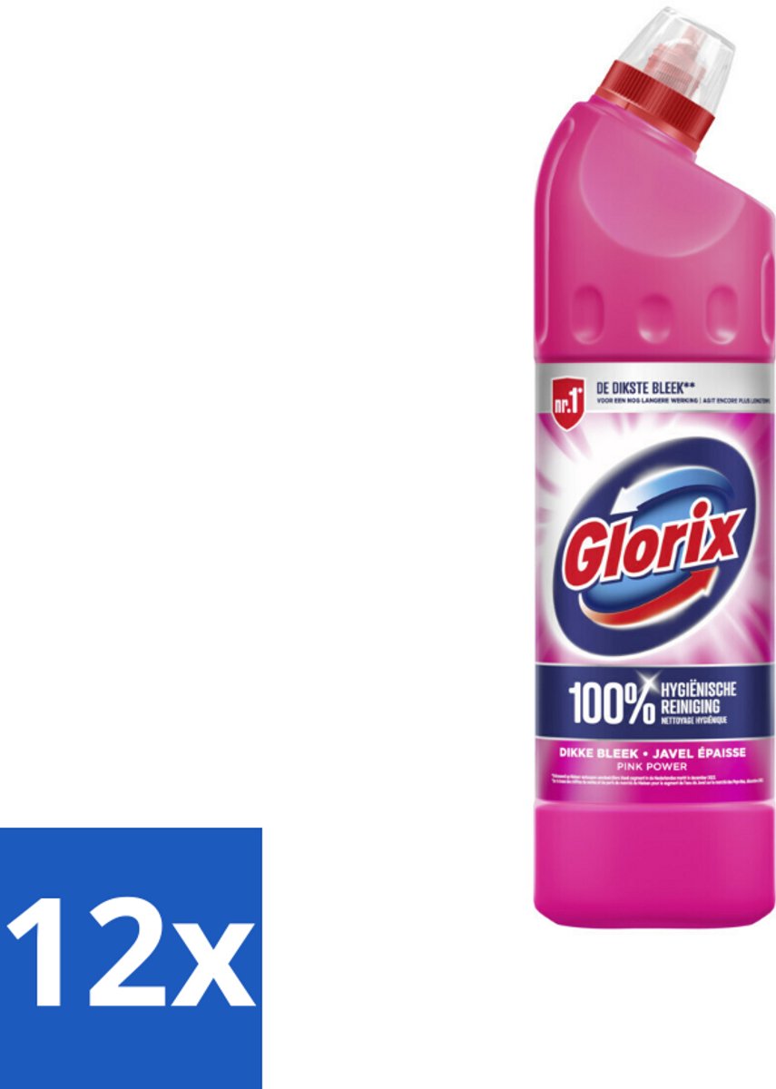 12 x Glorix Bleek Pink Power 750 ml - Bleek - Hygiëne - Reiniging - Toilet - Badkamer