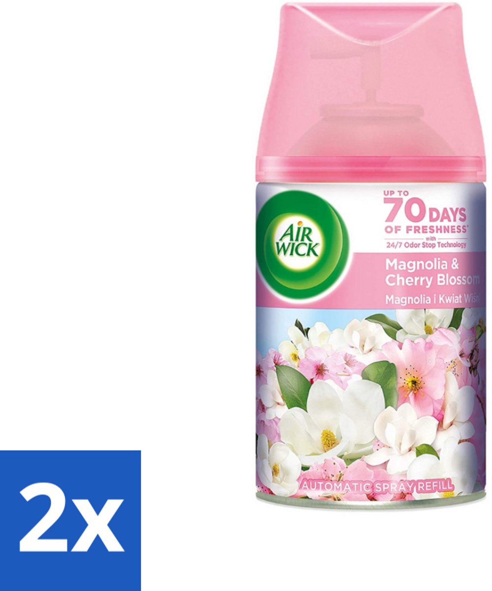 2 x Air Wick - Luchtverfrisser Navulling - Magnolia & Kersenbloesem - Automatische Spray - 250 ml - Luchtverfrisser - Geur - Geurverwijdering - Bloemige Geur - Magnolia