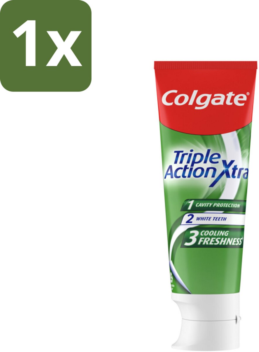 1 x Colgate Tandpasta Triple Action Extra Fresh 75 ml - Tandpasta - Gaatjes - Tanden - Frisse Adem - Mondverzorging