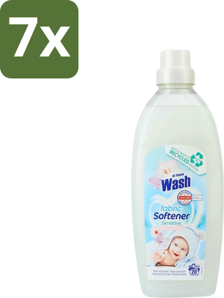 7 x At Home - Wash - Wasverzachter - Sensitive - 20 Wasbeurten - Wasverzachter - Wasverzachter Sensitive - Wasverzachter Voor Kleding - Wasverzachter Voor Alle Stoffen - Wasverzachter Voor Katoen