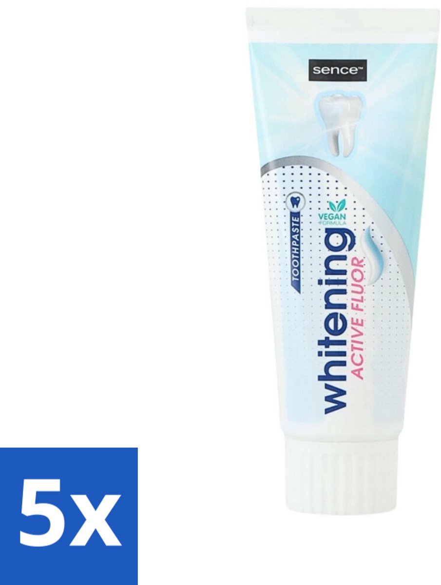 5 x Sence - Whitening - Tandpasta - Met Fluor - 75 ml - Tandpasta - Witte Tanden - Fluor - Tanden Reinigen - Tanden Verzorgen