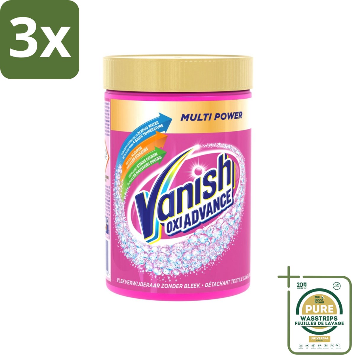 3 x Vanish Oxi Advance - Vlekkenverwijderaar Poeder - Zonder Bleek - Gekleurde Was - 600 Gram - Grootverpakking - Vlekkenverwijderaar - Wasmiddel - Vlekken - Gekleurde Was - Zuurstof