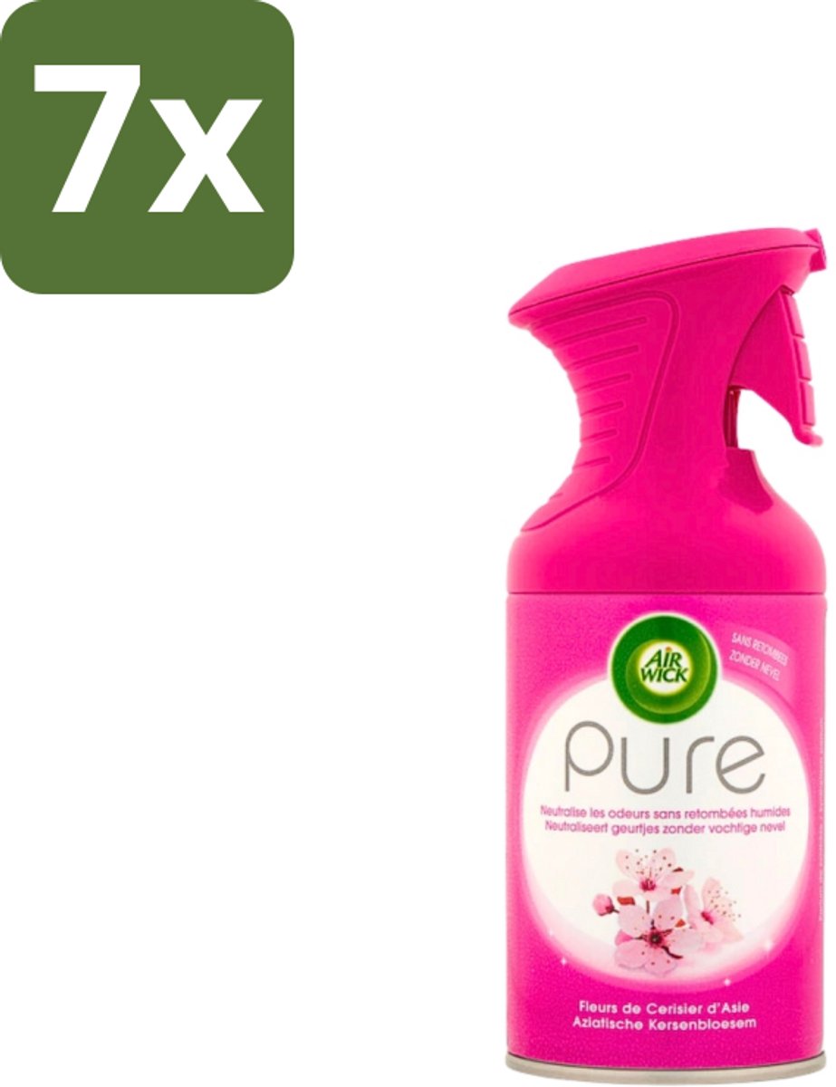 7 x Air Wick Pure Luchtverfrisser Aziatische Kersenbloesem 250 ml - Luchtverfrisser - Geurverfrisser - Kersenbloesem - Geur Neutraliseren - Kamer Geur