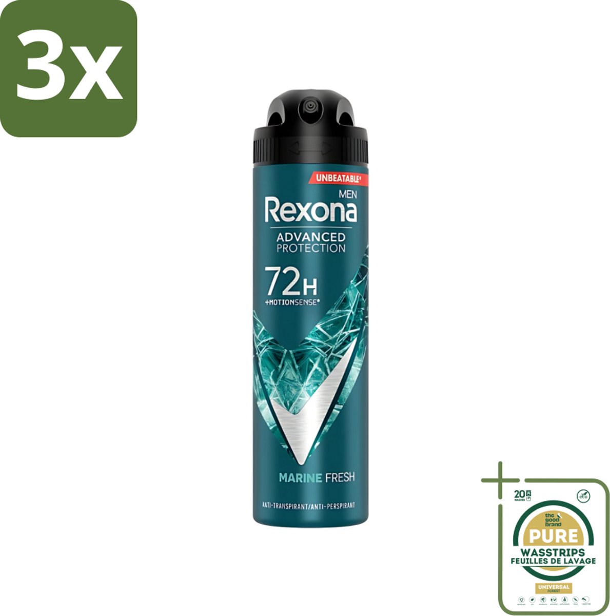 3 x Rexona Men - Deodorant Spray - Advanced Protection - Marine Fresh - Anti-Transpirant & Perspirant - 150ml - Grootverpakking - Deodorant Spray - Anti-transpirant - Zweetbestendig - Marine Geur - 48 Uur Bescherming