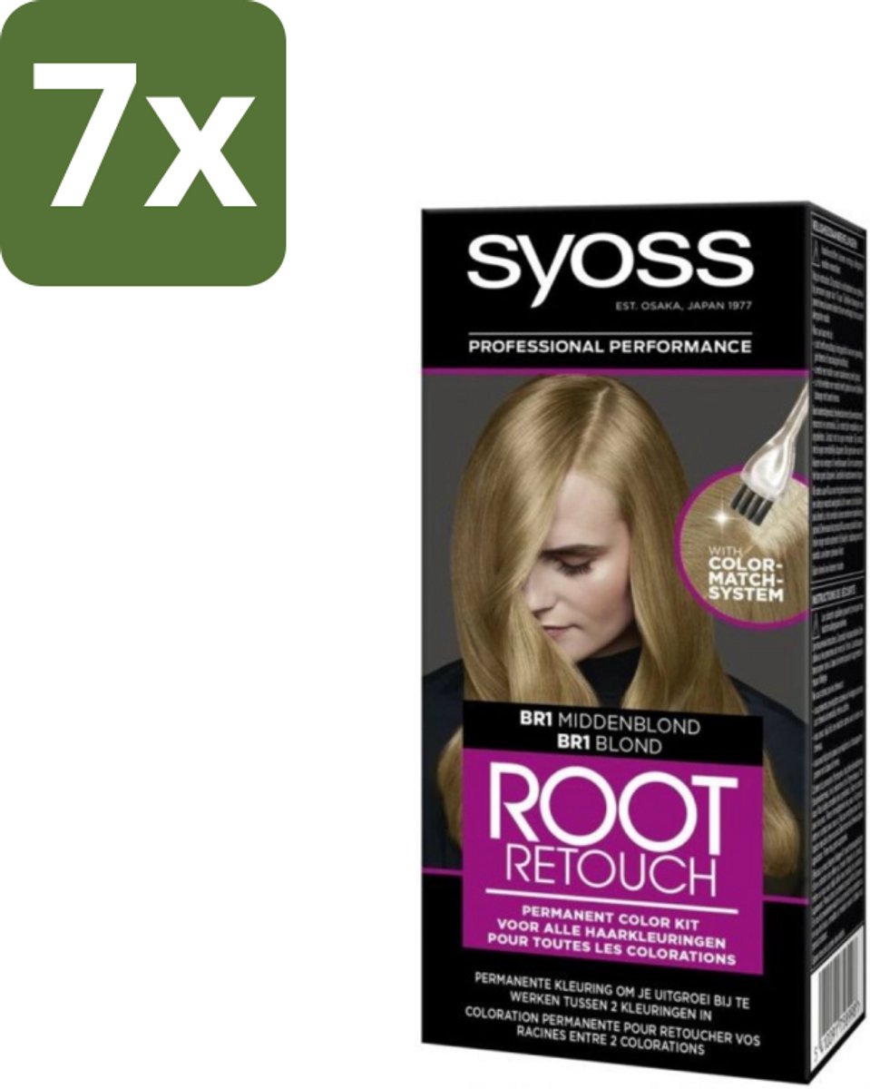 7 x Syoss - Haarverf - Root Touch-up - BR1 Middenblond - 1 Haarkleuring - Haartint - Uitgroeikleuring - Root Touch-up - Haarverf - Haarverf BR1