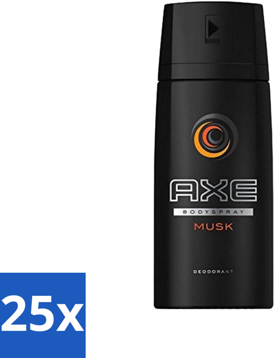 25 x Axe - Deodorant Bodyspray - Musk - 150 ml - Axe Musk Bodyspray - Deodorant Voor Mannen - Frisheid - Geur - Huidbescherming