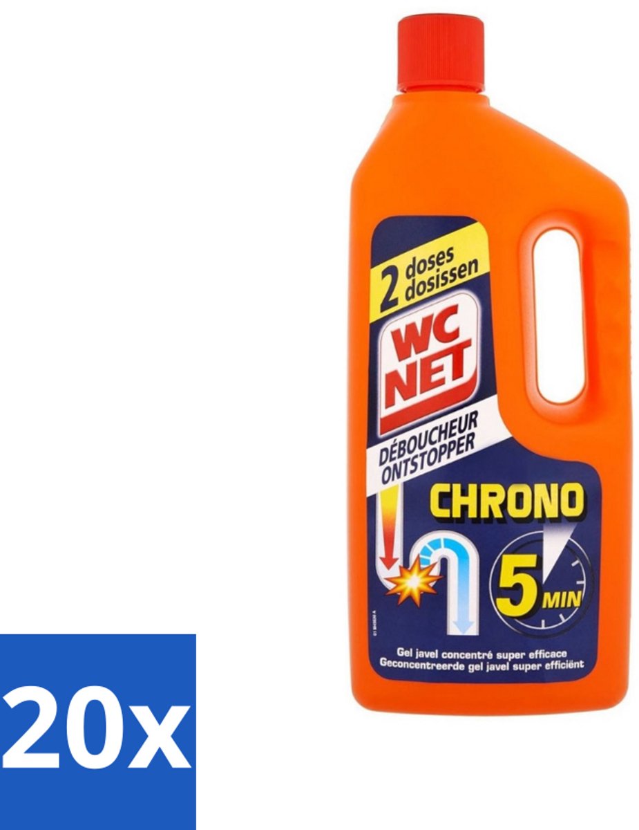 20 x WC Net - Ontstopper - Gel - Werkt Binnen 5 Minuten - 2 Dosissen - 1 Liter - WC Net Ontstopper - Verstopping Oplossen - Ontstopper Gel - Leidingen Ontstoppen - Gootsteen Ontstopper