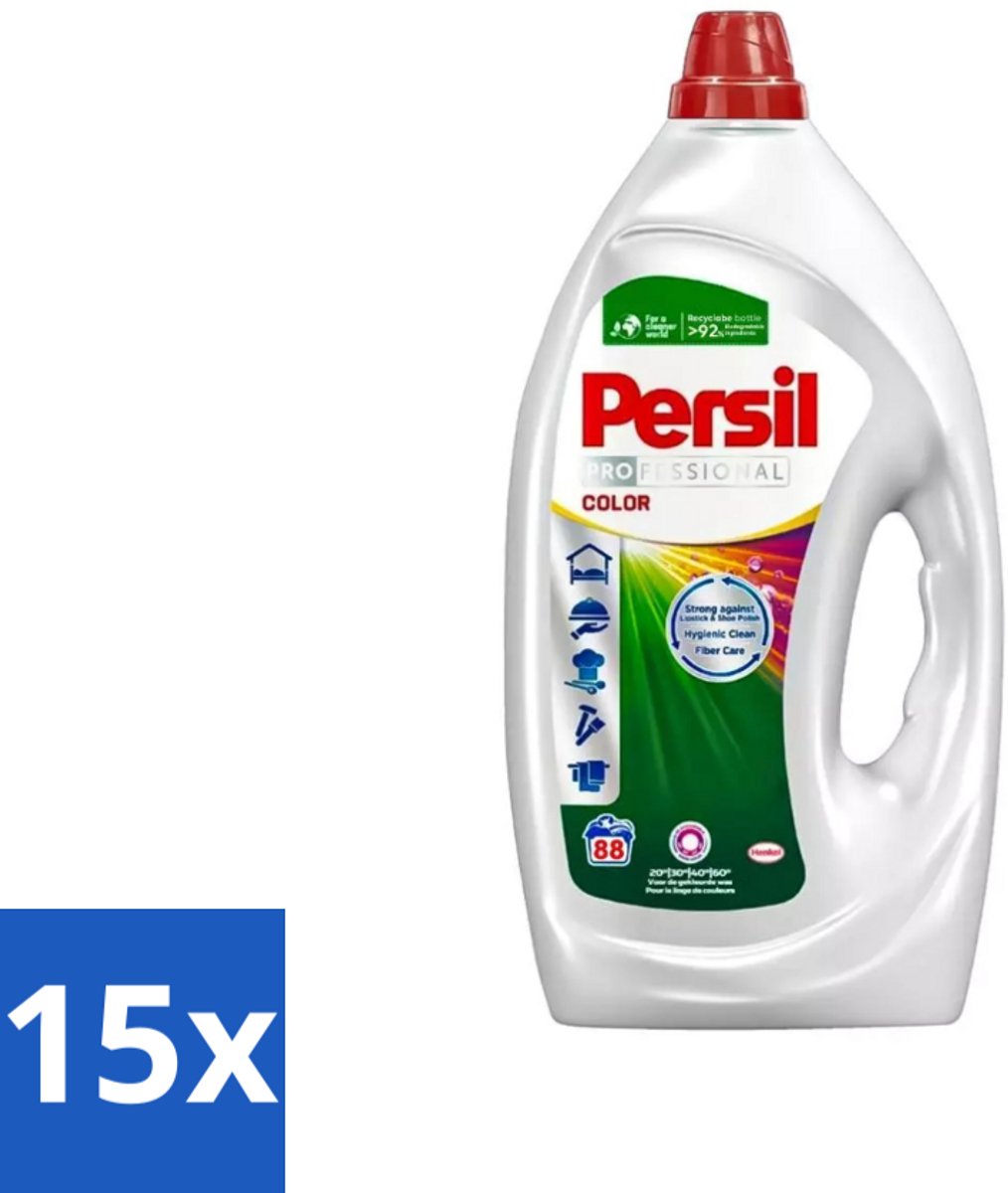 15 x Persil Professional Color - Vloeibaar Wasmiddel - Gekleurde Was - 88 Wasbeurten - Gekleurde Was - Vlekverwijdering - Wasmiddel - Wasresultaat - Wasfrisheid