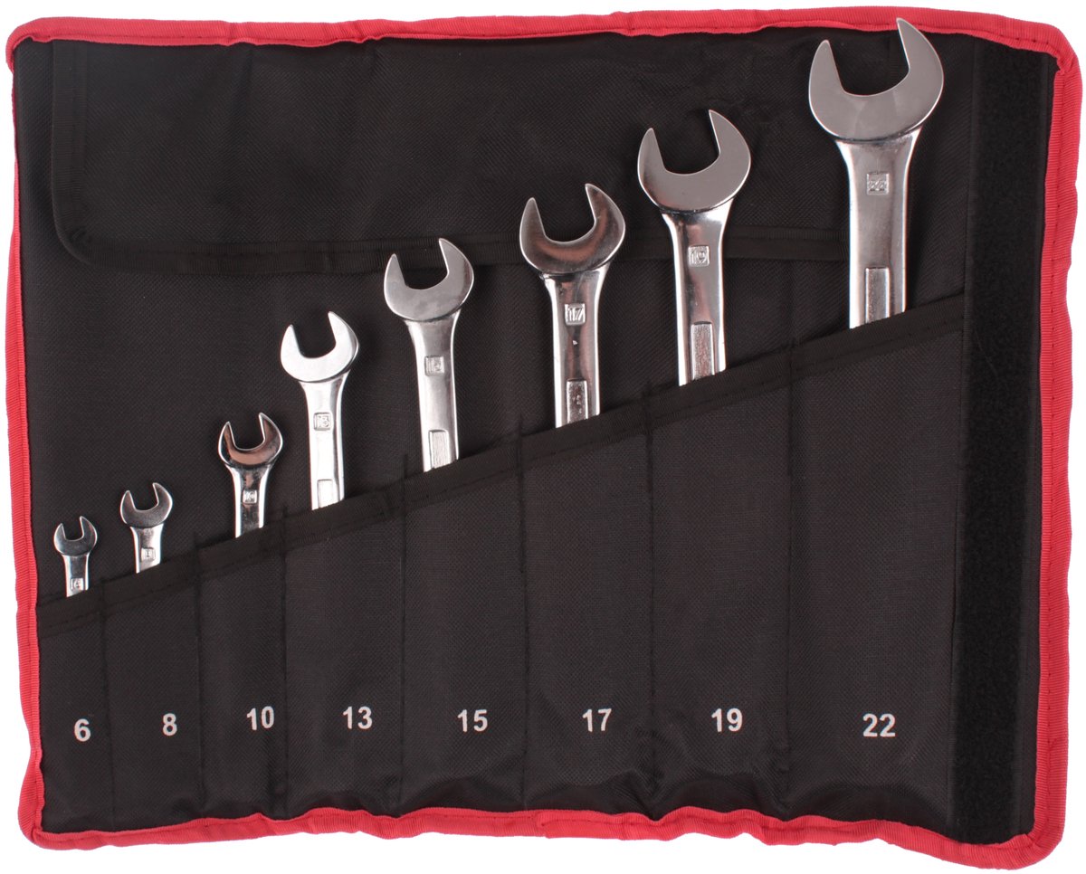 Merkloos Ring- en Steeksleutelset Chroom 6-22 mm 8 Delig
