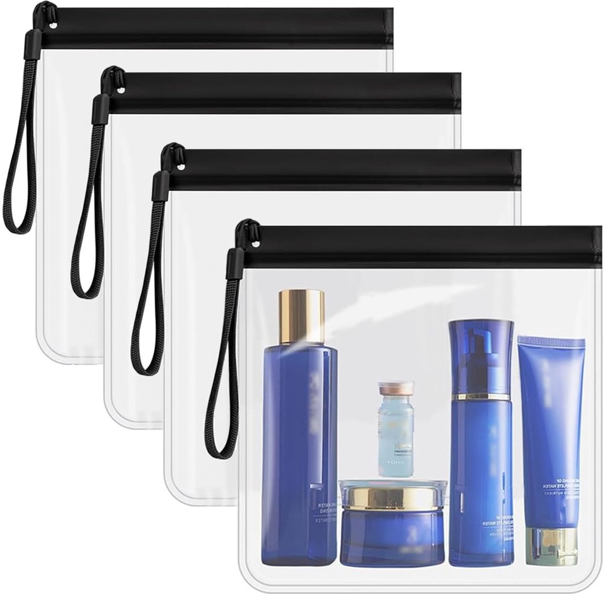 Elzusha - Transparante Toilettassen - Set van 4, Waterproof en TSA-goedgekeurd