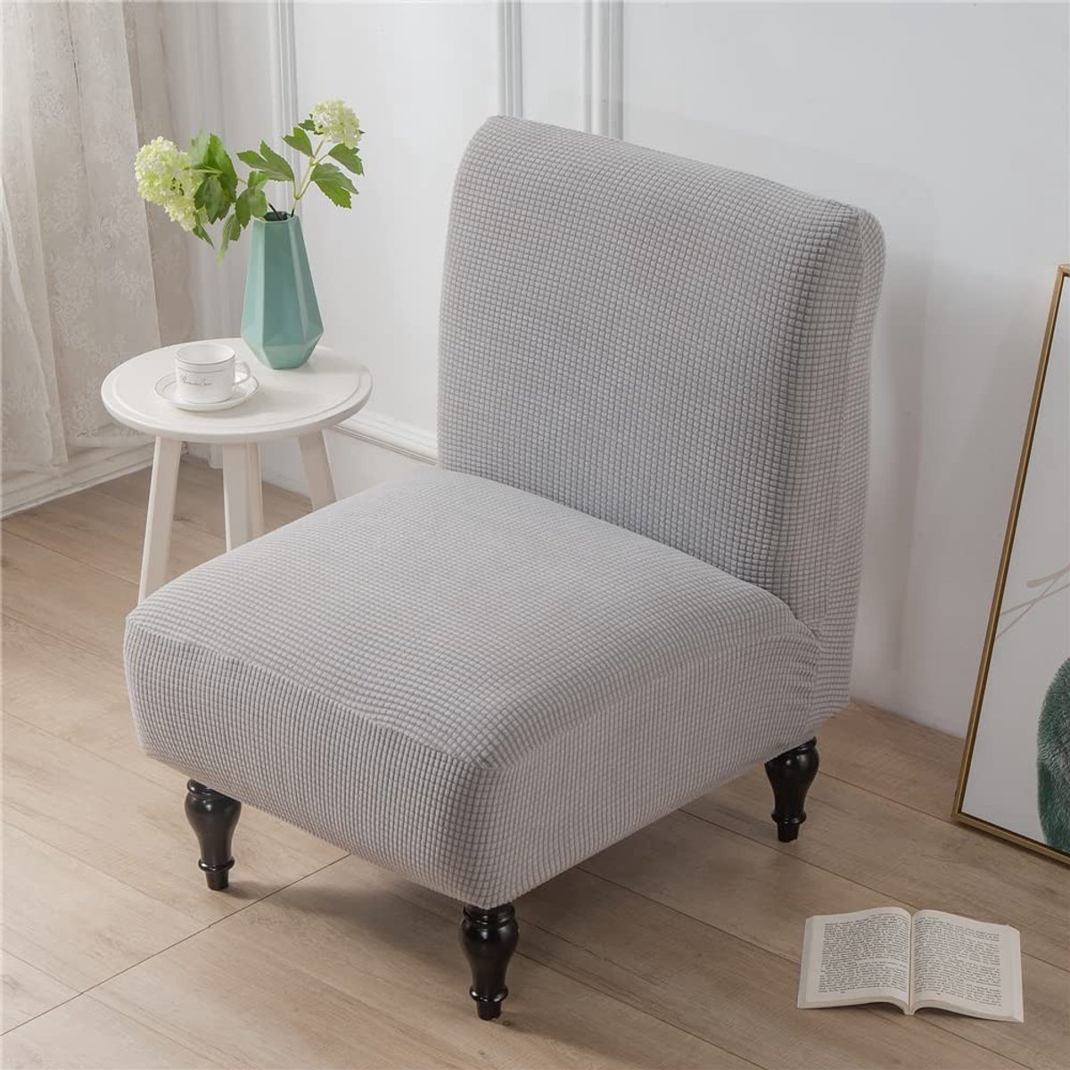 Elzusha - Armless Stoelbekleding, Jacquard Suède, Wasbaar