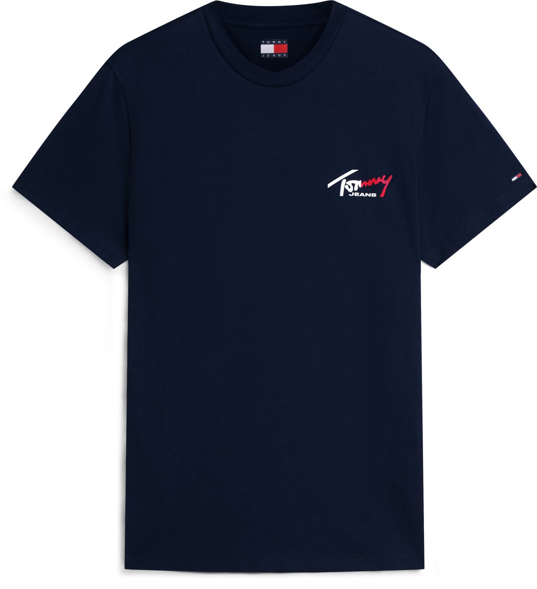 Tommy Jeans T-shirt Tjm Slim Sign Chest Ss Tee Ext Dm0dm22538 C1g Dark Night Mannen Blauw