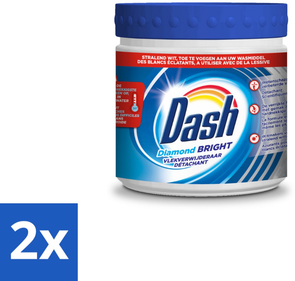 2 x Dash - Diamond Bright - Vlekverwijderaar Poeder - Voor Witte Was - 500 g - Vlekkenverwijderaar - Witte Was - Waspoeder - Optische Witmakers - Vlekken Verwijderen