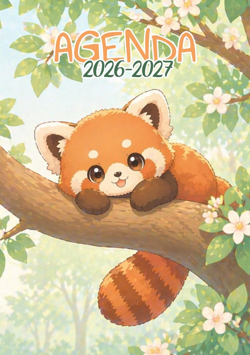 Agenda scolaire 2026-2027 - Panda roux Kawaii - 12x17 cm - Dagelijks gebruik - Perfect voor schoolkinderen - ShopVlot
