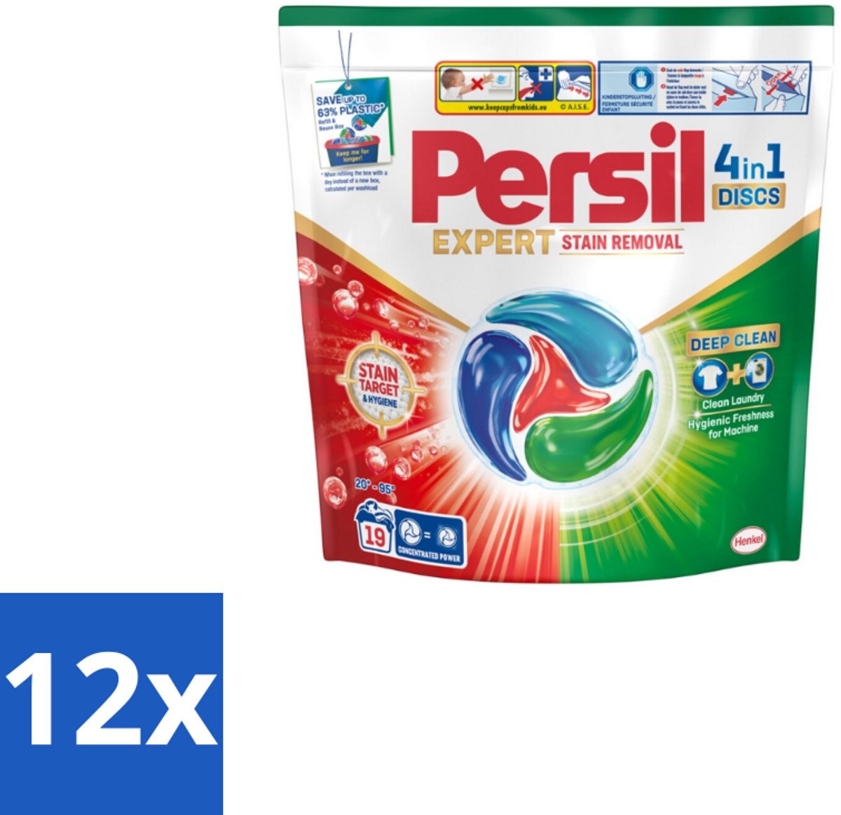 Persil - Wasmiddelcapsules - Discs Stain Removal - 19 Capsules - Voordeelverpakking - 12 stuks