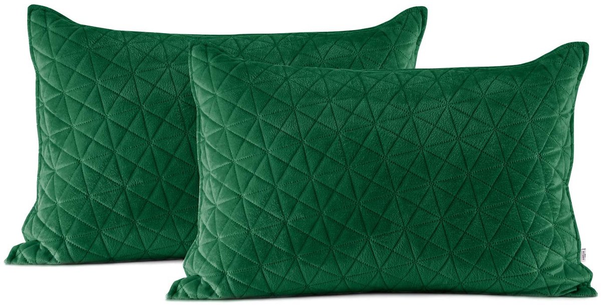 Elzusha - Set van 2 Kussenslopen 50x70 cm in Groene Velours