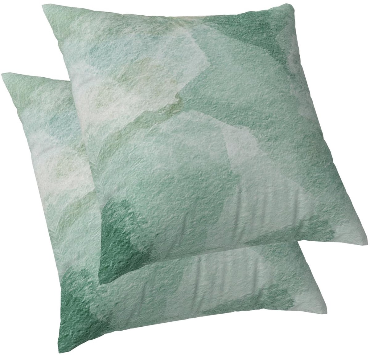 Elzusha - Abstracte Modern Art Kussenhoezen Set van 2 - Mintgroen 45x45 cm