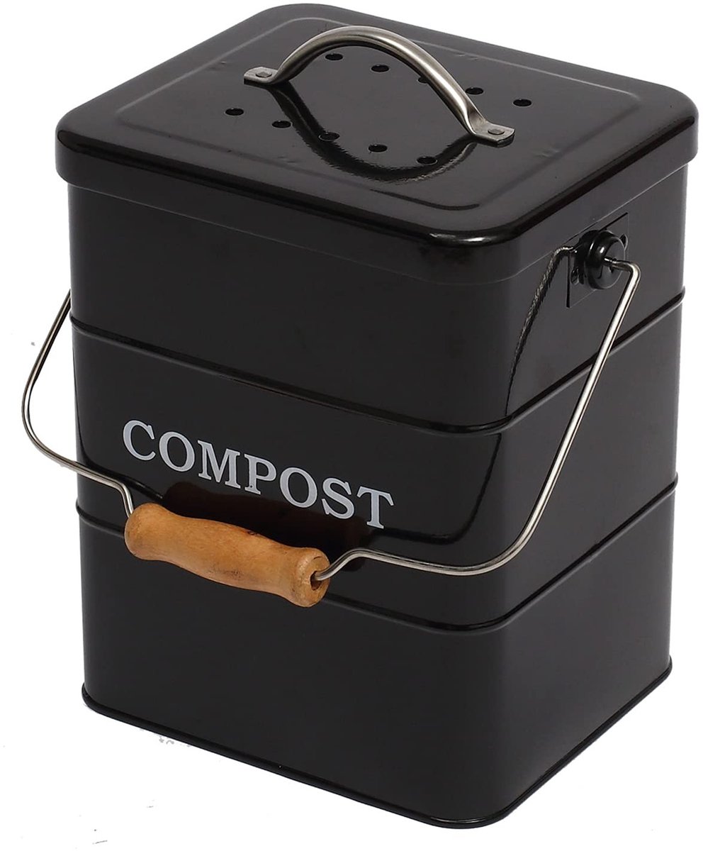 Elzusha - Roestvrij Stalen Compost Bin voor Keuken met Deksel