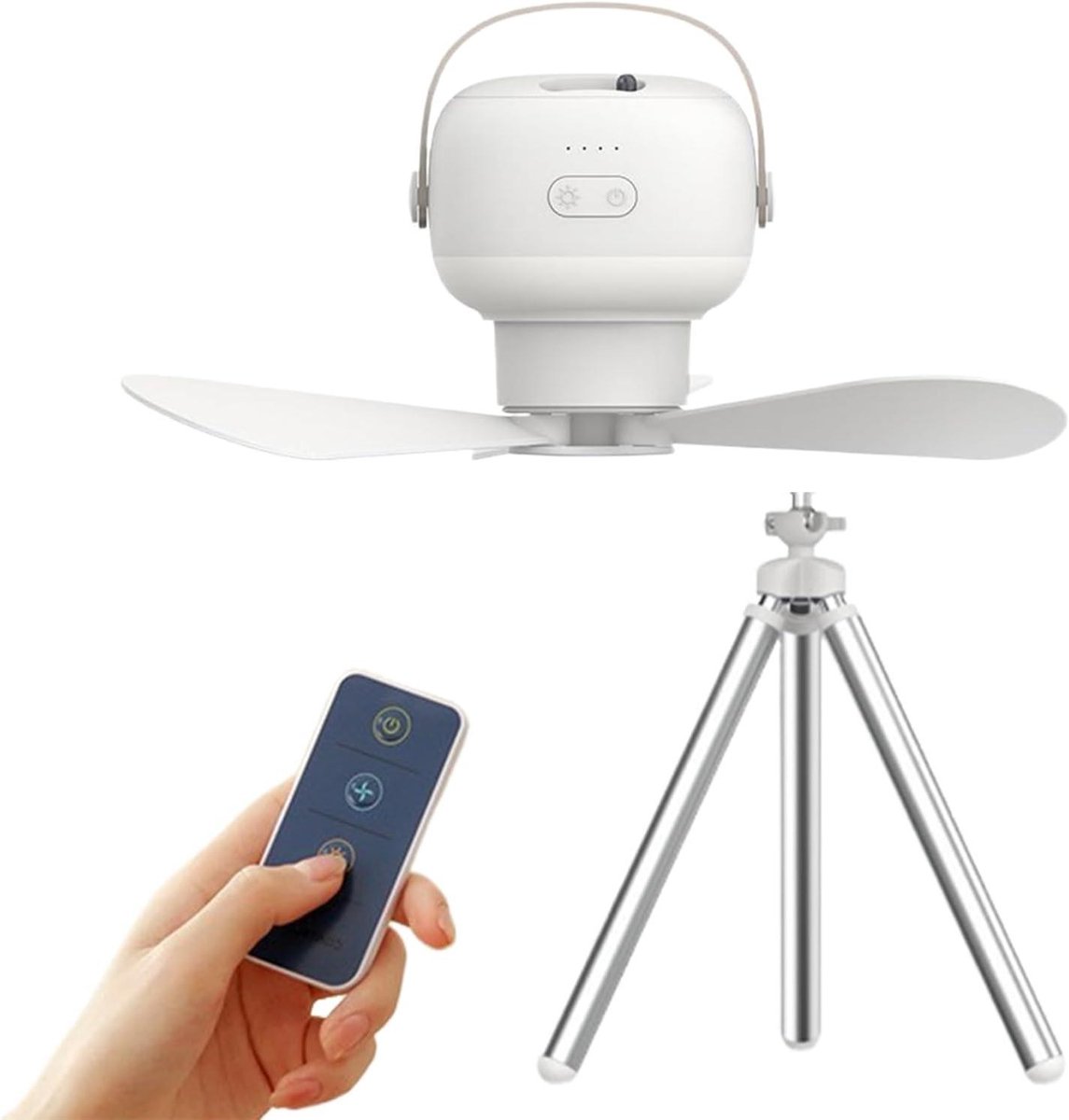 Draagbare Plafondventilator - Ventilator met licht - Buiten verkoeling - Stille werking - 7200mAh batterij - Enkel kenmerk