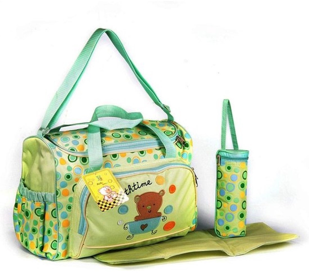 Grote en praktische luiertas voor baby en kind met verschoningsmat (groen)