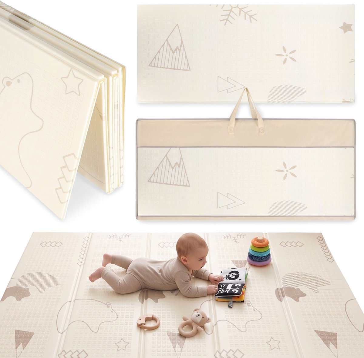GROOT Educatieve SCHUIMMAT voor kinderen, OPVOUWBARE speelmat MET HOES 197x88x2cm