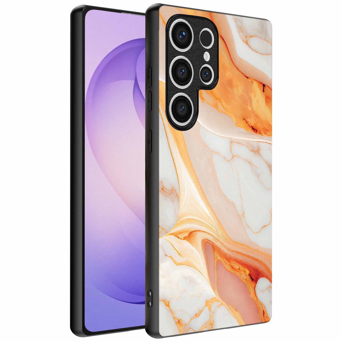 Geschikt voor Samsung Galaxy S26 Ultra Telefoonhoesje met marmer opdruk - TPU backcover case marble design - Oranje - Smartphonica geschikt voor Samsung Galaxy S26 Ultra