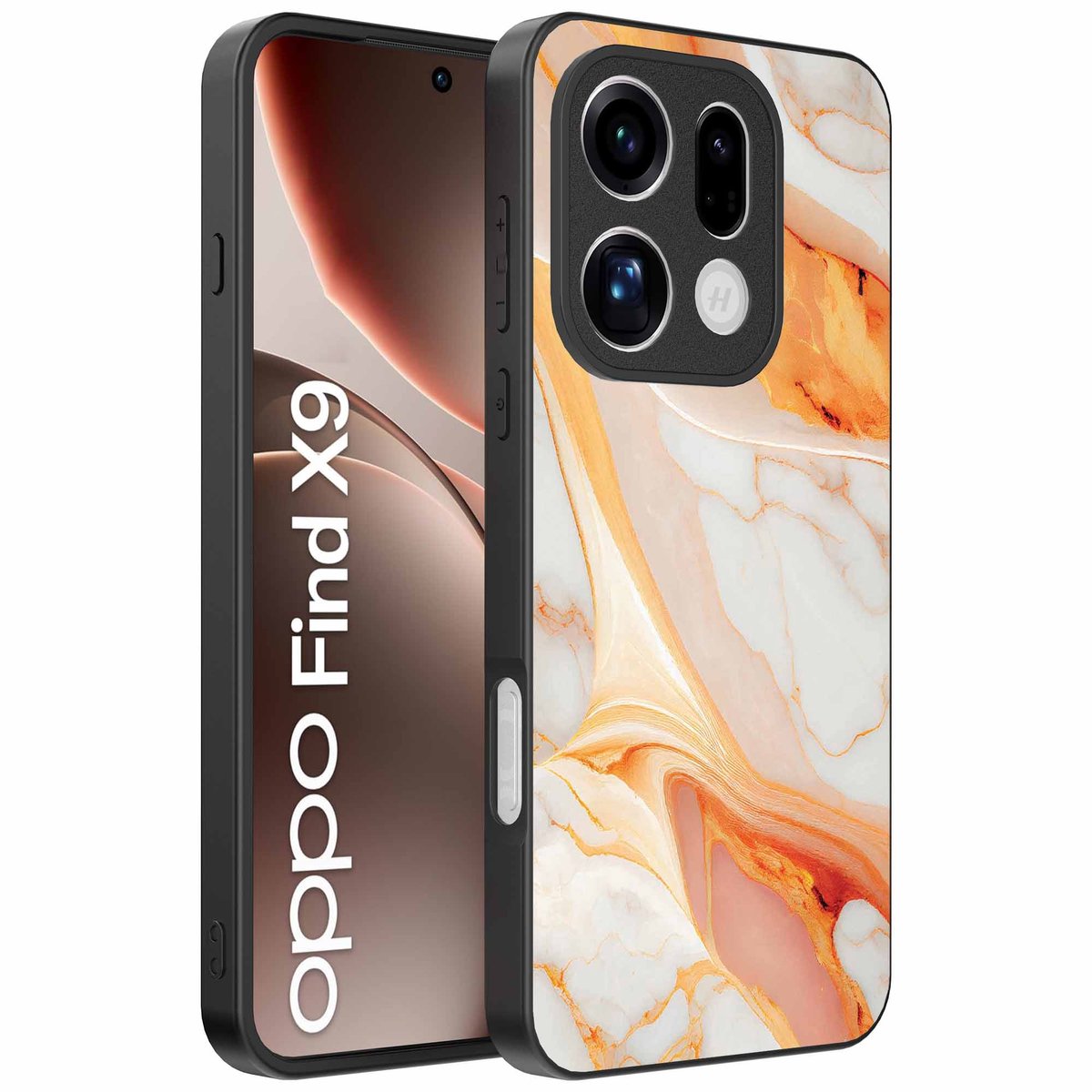 Geschikt voor Oppo Find X9 Telefoonhoesje met marmer opdruk - TPU backcover case marble design - Oranje - Smartphonica geschikt voor Oppo Find X9