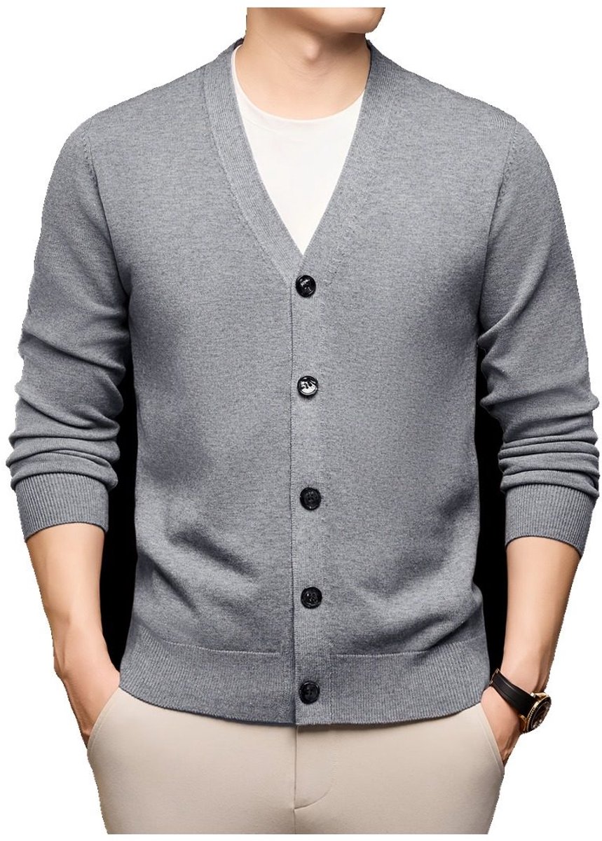 Currero Cardigan Heren Vest Mannen Met Knopen Volwassenen Warm Gebreid Vest Grijs