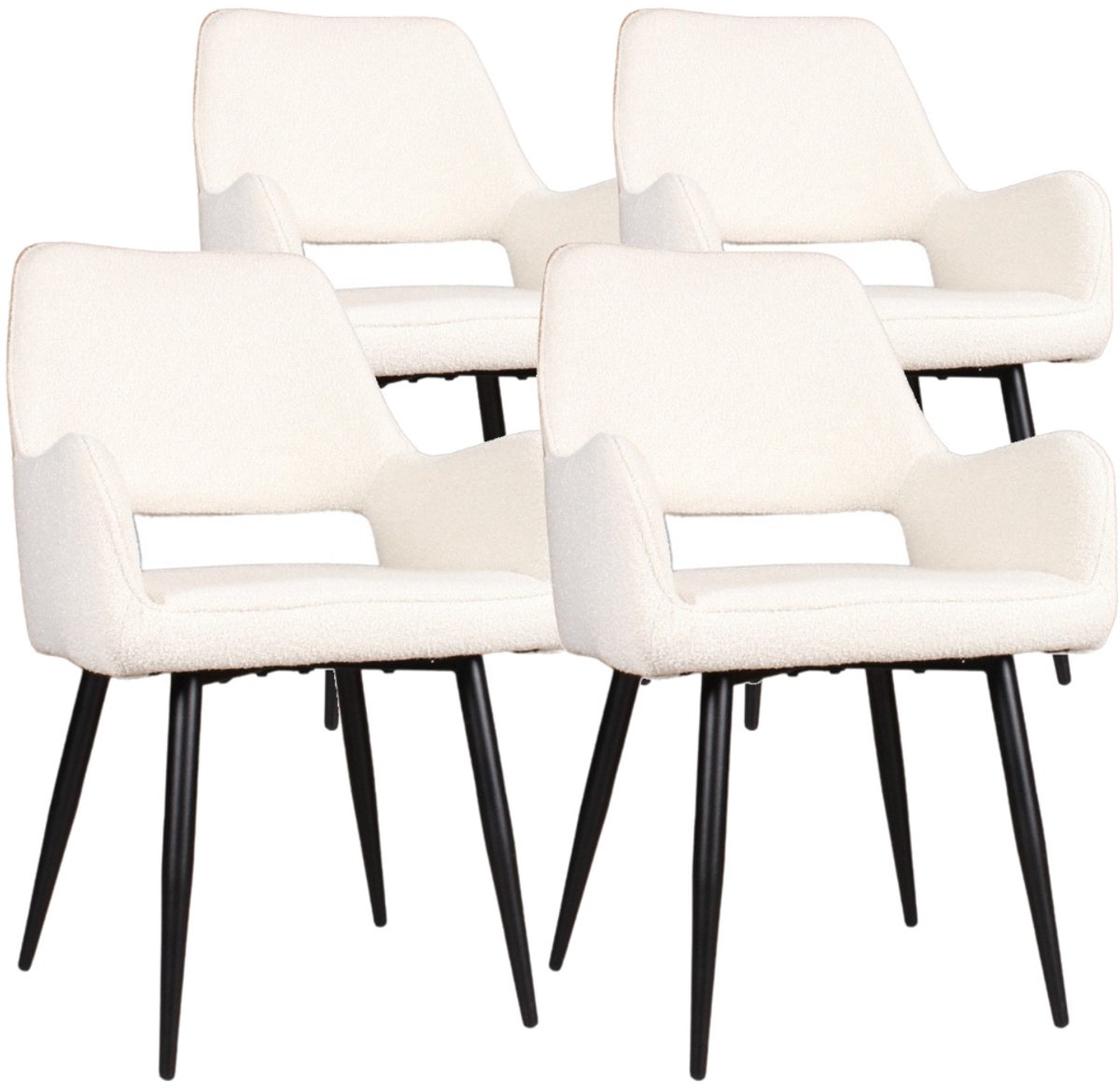 DS4U® - Lenon armstoel - Set van 4 - Ivoor - Boucle