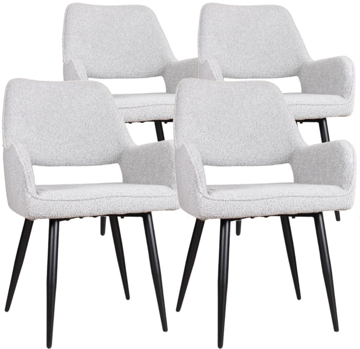 DS4U® - Lenon armstoel - Set van 4 - Grijs - Boucle