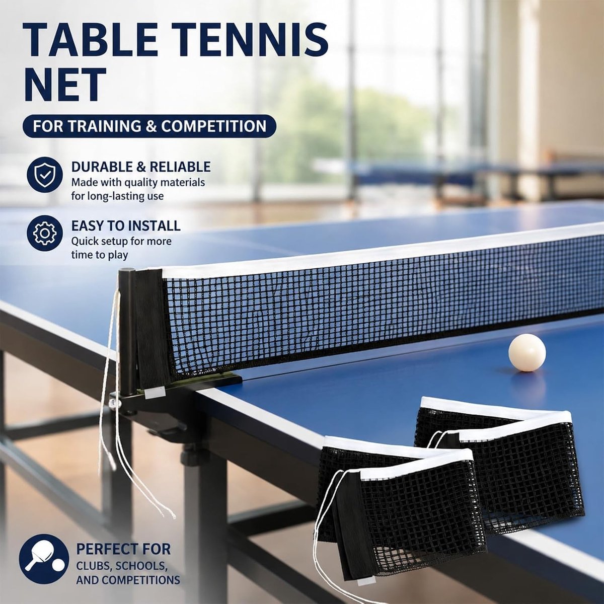 Set van 2 vervangende tafeltennisnetten 178 x 15 cm - Duurzaam en draagbaar voor binnen en buiten, ideaal voor sportliefhebbers