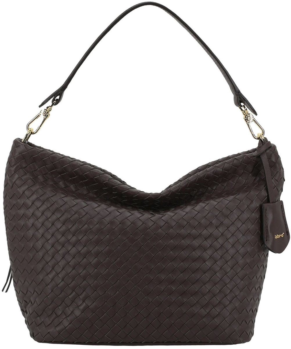abro schoudertas Leather Piuma Opaco Ebony Big Shoulder Bag Dark Brown donkerbruin