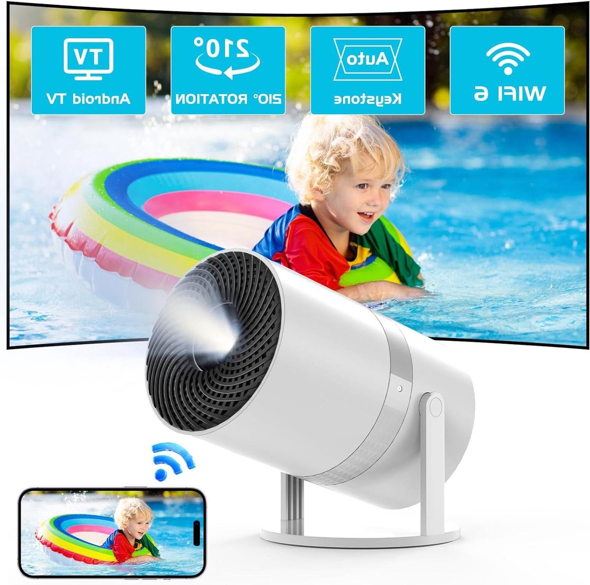 Mini Projector - Draagbare Beamer - Thuisbioscoop Creëren - Automatische Keystone Correctie - 200 Inch Scherm - Zwart