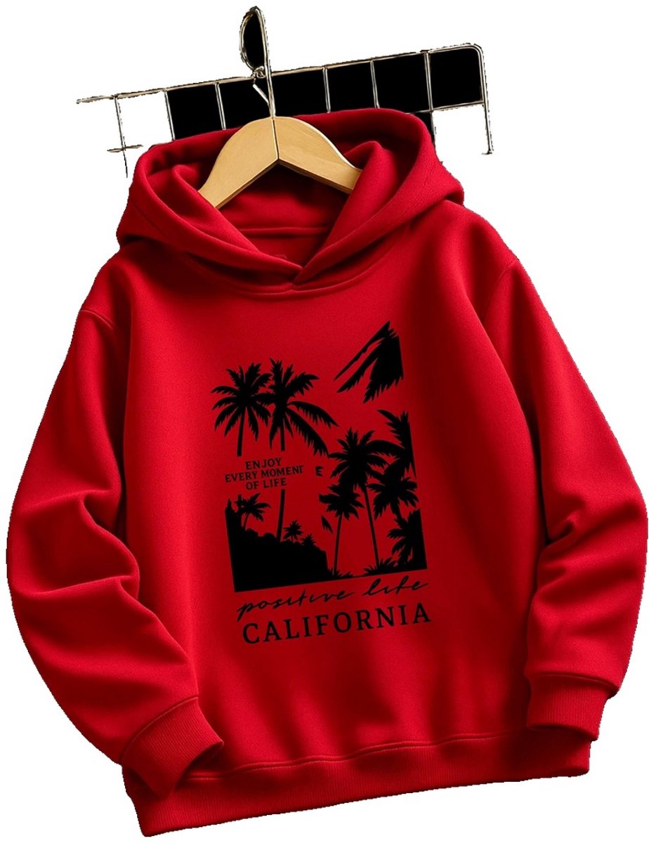 Currero Hoodie Jongens Warme Hoodie Met Capuchon Comfortabele Sweater Casual Trui Pullover Jongenstrui 7-8 Jaar Rood