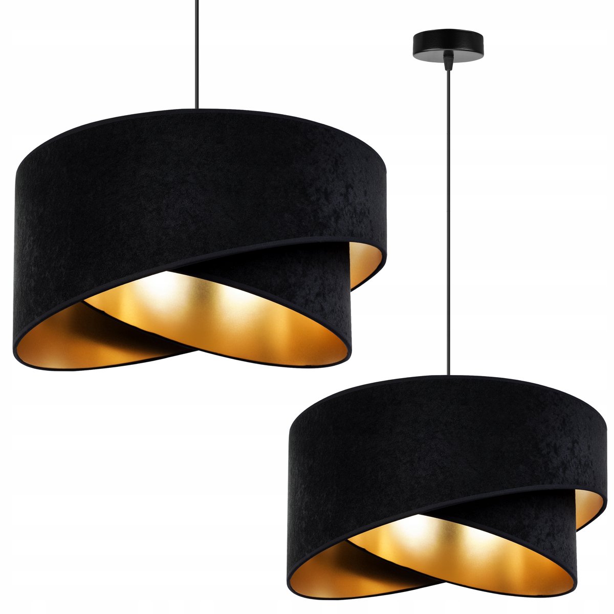 Hanglamp Mediolan Zwart/Goud Velours E27 - Stijlvol Woonkamerlicht