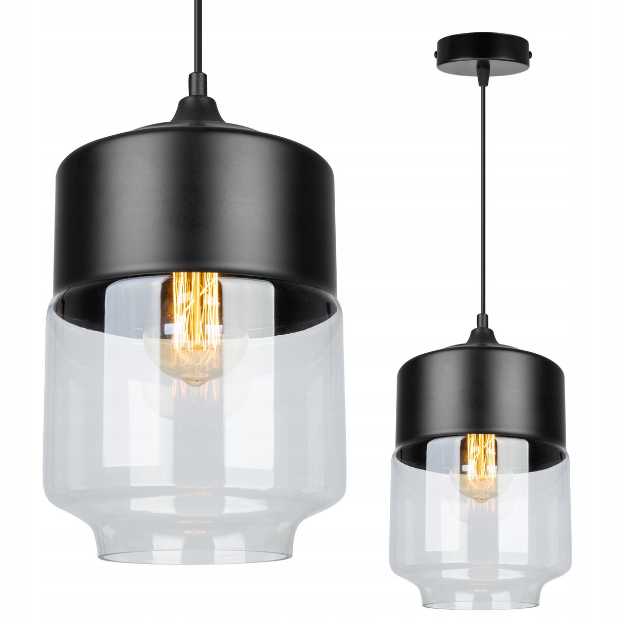 Hanglamp Oslo Zwart Glas LED E27 - Stijlvol en Modern