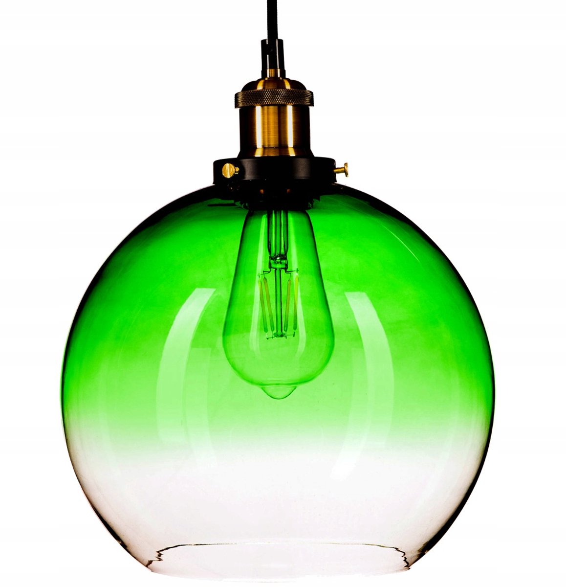 Grote Groene Ombre Glazen Hanglamp - Stijlvolle Sfeerverlichting