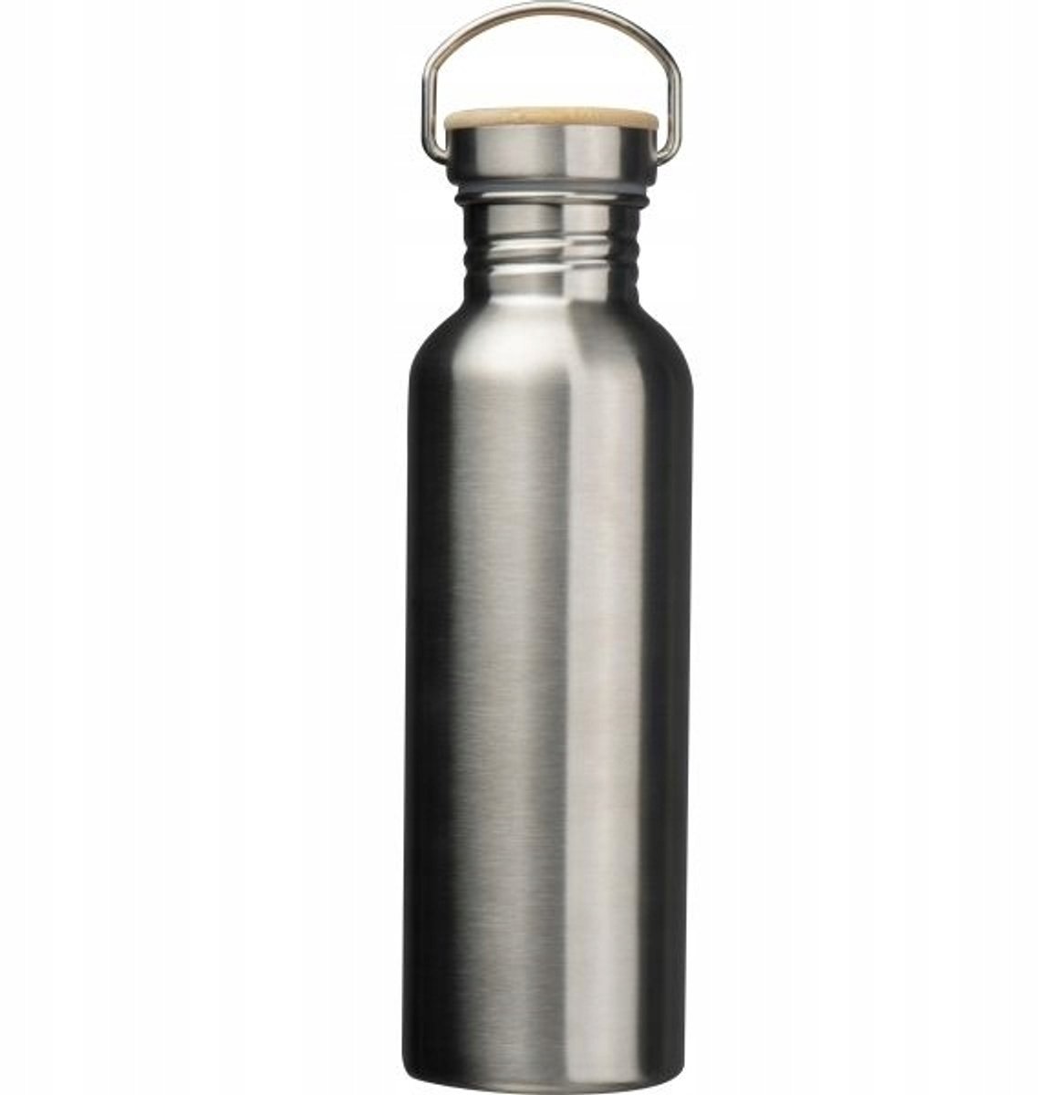 Merkloze RVS Drinkfles 800ml met Bamboe Deksel - Grijs