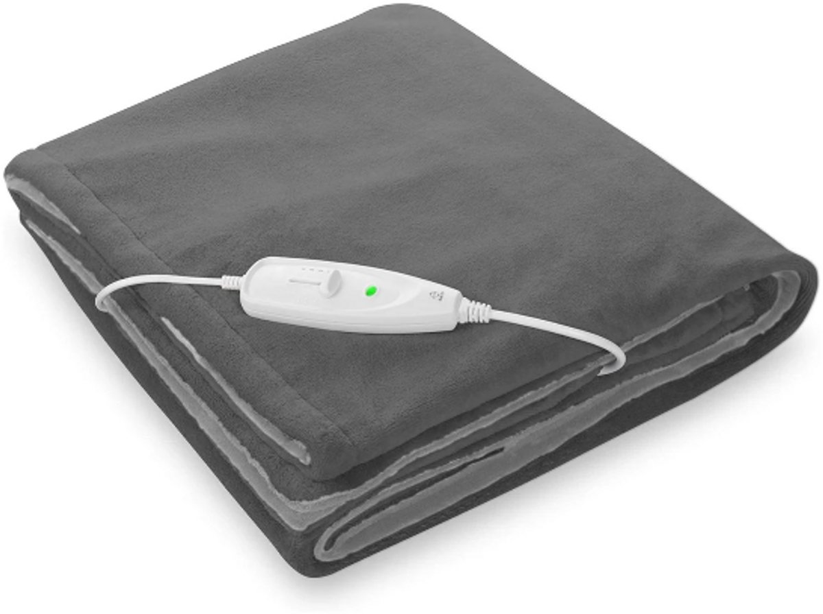Elektrische Warmtedeken XL – 180 x 130 cm – 4 Warmtestanden – Wasbaar – Grijs