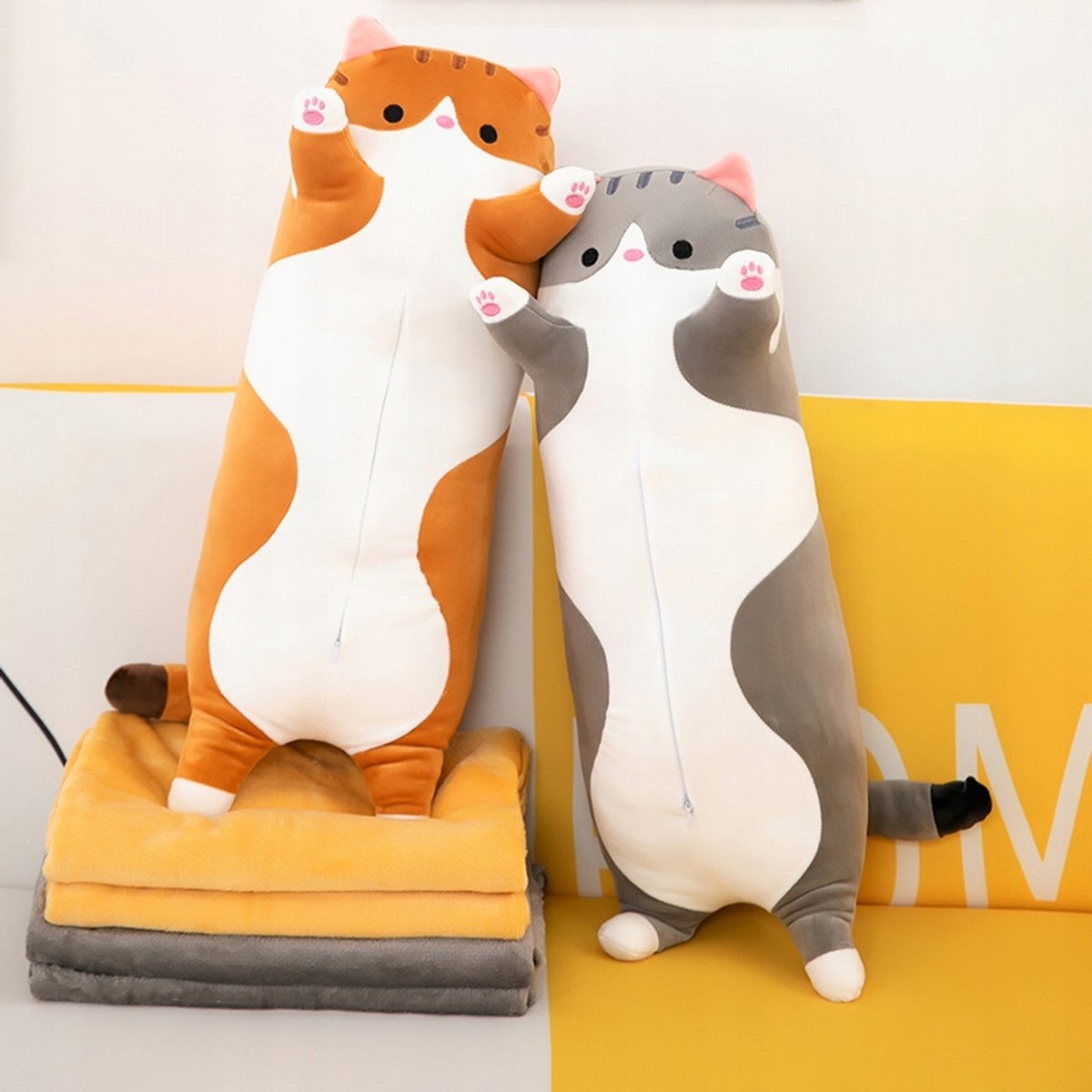 Knuffelkat met Dekentje - 100x160 cm Polyester