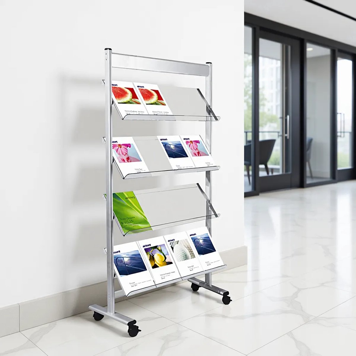 Folderhouder Switch large vloer folderrek op wielen